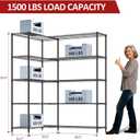 IZEUK Linked Storage Racks, DIY Adjustable Heavy Duty Metal Shelving Unit for Corner, Ideal for Kitchen, Garage, Warehouse, and Garden (Black, 15.7" D x 33.5" W x 70.5" H, 1433 lbs Capacity), 5 Tier, 15.7" D x 33.5" W x 70.9" H