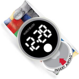 Tagd Trackable Kids Digital Watch, Build Up - Compatible with Apple AirTag Application, 35mm White Display
