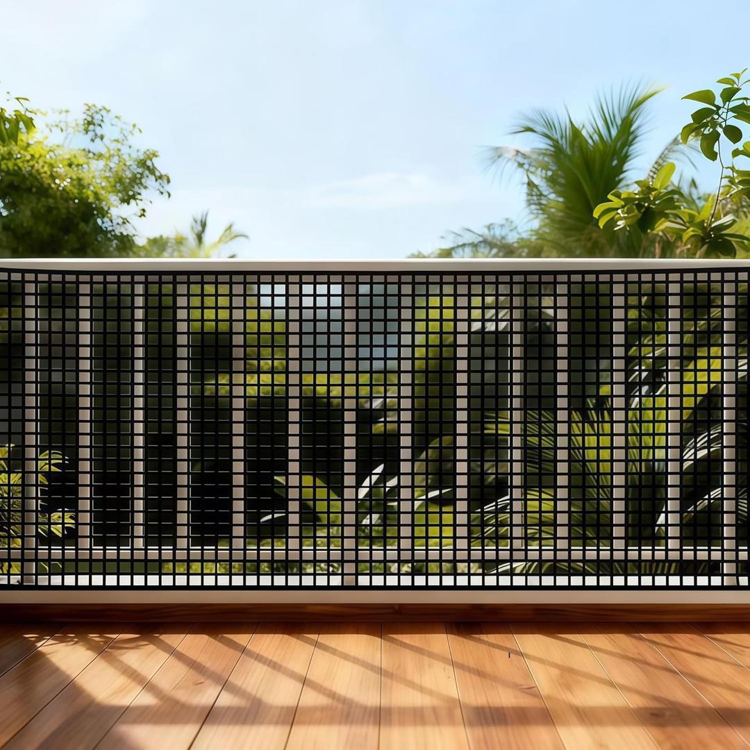 PotatoLife Plastic Wire Mesh Fence, Balcony Fence for Baby and Pets, Safety Fence, Stair Protector, Poultry, Garden, Tree Support, Durable Material, Free Zip Ties (Black, 15.7'' x 20')