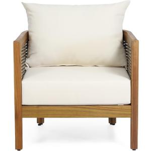 Merax Single Outdoor Acacia Wood Wicker Club Chair with Cushion,Patio Furniture Conversation Seat for Backyard Beige Merax Single Outdoor Acacia Wood Wicker Club Chair with Cushion,Patio Furniture Conversation Seat for Backyard Beige