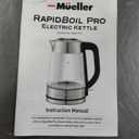 Mueller Rapid Boil Electric Tea Kettle 1.8L  Borosilicate Glass & Stainless Steel  BPA-Free Hot Water Boiler, LED Light, Auto Shut-Off, Boil Dry Protection Fast Water Heater  Kitchen Appliances