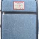 True Religion 31" Rolling Luggage, Softshell Suitcase with Spinner Wheels, Denim