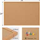 Board2by Cork Board Bulletin Board 24 x 36, Wood Framed Corkboards for Wall Decor, Hanging Office Message Board, Large Wall Mounted Notice Pin Board with 15 Push Pins for School, Home & Office