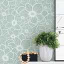 Guvana Peel and Stick Wallpaper Floral Wall Paper Boho Grayish Green and White Removable Self Adhesive Wallpaper for Bedroom Bathroom Contact Papaer for Cabinet Waterproof Vinyl Roll 17.3"197"