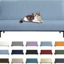 YEMYHOM Futon Cover Latest Jacquard Design High Stretch Armless Sofa Bed Slipcover Anti-Slip Furniture Protector with Elastic Bottom (Futon, Light Blue)