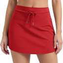 ODODOS Women's Drawstring Tie Skirts Built-in Shorts Athletic Golf Tennis Skorts with Ball Pocket, M