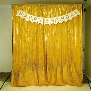 JYFLZQ Gold Sequin Backdrop Curtain, 4.5x8ft, 2 Panels