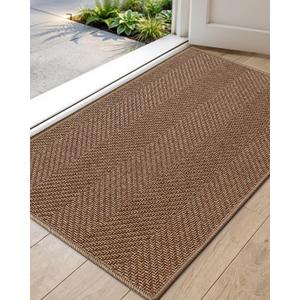 Color&Geometry Ultra Thin Indoor Door Mat 24"x36", Machine Washable Front Door Mat Non Slip, Low Profile Entrance Mat Indoor, Absorbent Carpet for Inside, Entry, Entryway, Classic Brown (FOLD)