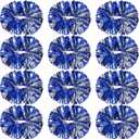 Hoteam 12 Pack Cheerleading Pom Poms Cheer Pompoms with Baton Handle Metallic Foil Pompoms for Adult for Team Sports Party Dance Cheering Squad Accessories, 14 Inch (Blue and Silver)