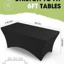 Pureegg Spandex Tablecloth 6ft - 6 Pack, Fitted and Stretch Table Cover for Rectangle Tables, Wrinkle-Resistant and Secure Fabric for Outdoor, Picnic, Party, Wedding, Banquet and Birthday, Black