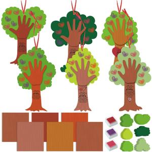 Menkxi 30 Sets Valentine's Day Crafts Thumbprint Heart Tree DIY Poem Sign Craft for Kids Art Project Family Activity School Classroom Valentine Party Decoration, 6 Style