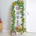 Naidiler Artificial Flower Garland, Sunflower & Rose Vines, Boho Wedding & Birthday Decor, 6ft Straight, Pink & Yellow, Fabric & Plastic