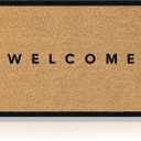 Black Edge - 17"x29" - Coir Door Mat with Heavy Duty Backing - Welcome Mats for Entryway, Porch - Anti-Slip PVC & Coconut Fiber Surface -Natural Home Accessories,Minimalist Original Design