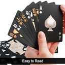 2 x KashoClean Playing Cards, Waterproof Plastic Playing Cards, Easy Shuffling Black Gold Pattern Durable Deck of Cards for Water Card Games and Party - Black