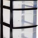 HOMZ Drawer Tower, 4-Tier Clear Plastic Storage Organizer Cart, Black Frame - Multi-Purpose Rolling Drawers with Wheels for Bedroom, Bathroom, and Office Organization (1 Pack, Clear/Black)