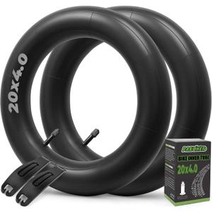 20 x 4.0 Fat Bike Inner Tube - True 4.0" Width for 20x4 Fat Tire & Ebike - Butyl Rubber Durable & Reliable Performance - AV 32mm, 2 Pack