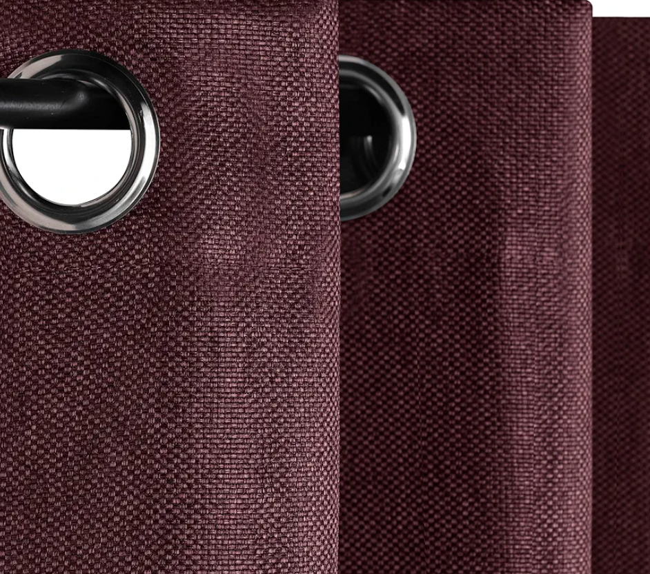 Superior Blackout Curtains, Insulated, Sun Blocking Curtain for Bedroom, Solid, Textured, Living Room Window, Thermal Woven, Jaxon Collection, Set of 2 Panels, 6 Grommets, 38" x 63", Mulberry