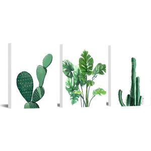 ZHIYANGY Botanical Wall Art, Bathroom Decor Wall Art, Green Succulent Cactus Paintings Leaves Wall Pictures Artwork for Living Room Bathroom Offices Framed Wall Painting for Dining Room