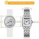 CHEETAH Gold Watches for Women with Small Vintage Bracelet, Rectangular Case Roman Dial, Silver White