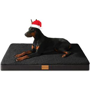 Patas Lague Orthopedic Dog Bed Large Sized Dog 36''X24'',Soft Waterproof Egg Crate Foam Medium Pet Crate Beds Mat with Removable Washable Cover and Non-Slip Bottom, Black