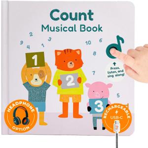 Cali's Books Number Book for Toddlers 1-3 - Learn to Count 1 2 3 Musical Books for Kids, Interactive Talking Baby Sound Book, Educational Song Learning Toys, Singing and Counting Music Toy for Babies