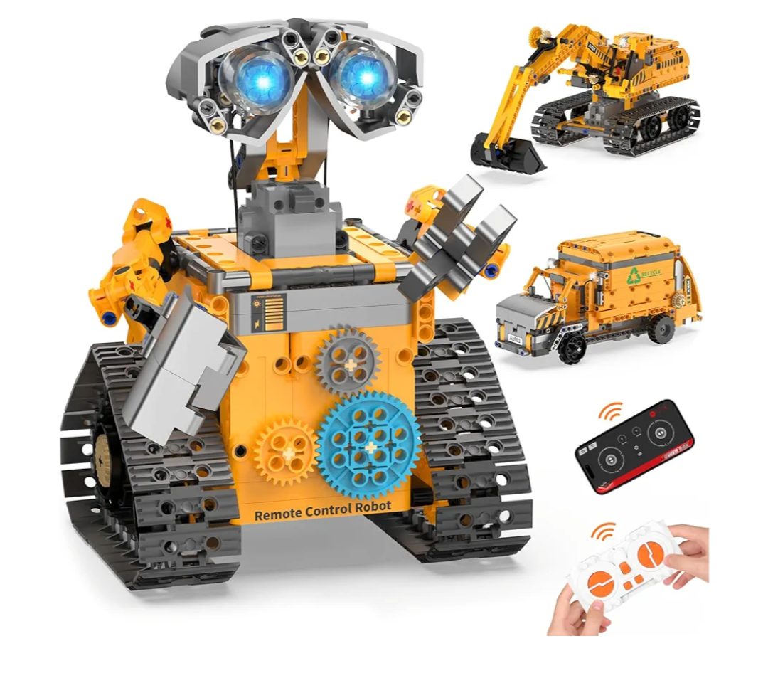 Robot Building Kit Toys for Boys Age 8-12 with 700 Pcs, 3 in 1 Robotics Excavator Garbage Truck with App & Remote Control, Coding Robot Building Set, Birthday Gifts for 8-14 Years Old Boys