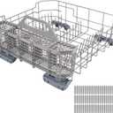 WD28X26099 WD28X34744 Dishwasher Lower Rack With Silverware Basket, Compatible with GE Dishwashers. Replaces WD28X24396,WD28X22659, Fits Models GDF510PSM0SS, GDF510PSR3SS, GDF535PSR0SS, GDF510PSR6SS