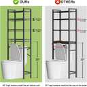 Kalrin Over-The-Toilet Storage Rack, 4-Tier Bathroom Organizer Shelf Over Toilet with Adjustable Shelf and Basket, Freestanding Space Saver Bathroom Shelves Above Toilet for Room (Pure Black), X-Large