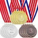 Award Medals 1st 2nd 3rd (Gold, Silver, Bronze) Metal Style Winner with Neck Ribbon, 2 Inches