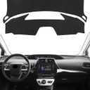 BIBLOZ Dash Cover Mat Fits for Toyota Prius 2016-2022 Accessories Black Flannel Interior Trim Car Dashboard UV Sun Protection
