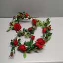 Rose Vine Artificial Flower Garland Fake Hanging Rose Ivy Plants 6ft for Wedding Home Party Garden Arrangement Decor Pack of One (Red)