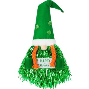 St. Patrick's Day Wreath Decoration,Green Ribbon Door Wreath Gnome, Holiday Hanging Decor for Door Wall Home Bar Party Outdoor Indoor Supply
