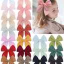 doboi 20PCS Fable Bows 4.5 Inch Hair Clips Baby Girls Hair Clips Cotton Linen Bows for Girls Solid Color Hair Accessories for Baby Toddlers Kids