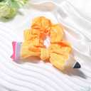 Back To School Hair Ties Yellow Pencil Hair Accessories Stripe Bow Hair Bands Bowknot Cute Rubber Bands for Women Girls Non Slip Ponytail Holders for Student Teacher Outfits Decor 2pcs