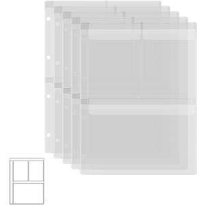 BAOFALI 20 Pcs A4 Plastic Binder Pockets,4 Holes Waterproof PVC Folders Loose Leaf Bag for Budgeting Loose Leaf Bags Planner Insert Pouches Photo,Document, Stamp & Die Storage Bills Organizer (3 Grid)