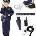 Acekid Police Costume for Boys Halloween Police Officer Costume for Kids, S