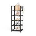 LANTEFUL Narrow Shoe Rack 5 Tier Shoe Shelf Storage for 5-10 Pairs Shoe and Boot, Sturdy Shoe Storage Space Saving Corner Shoe Rack Organizer for Closet, Entryway, Living Room, Black (11.5"D x 11.5"W x 33.5"H)