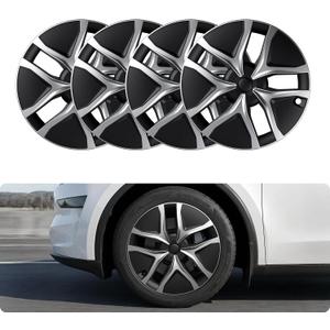 BASENOR Wheel Covers 19 inch for Tesla Model Y Juniper Hubcap, (Proprietary & Aerodynamic Design) Replacement Hub Caps Rim Protector Compatible with Model Y Accessories 2025 2026, Black & Sliver