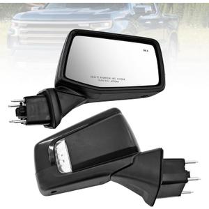 Right Passenger Side Mirror Replacement for Chevy Silverado 1500 2019-2024 9-pins With temperature sensor Power Heated Glass Manual Folding Turn Signal Light Blind Spot GM1321586 84823222