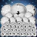 Funtery 100 Pcs Mirror Disco Balls Bulk Assorted Silver Hanging Disco Ball Decor for Home Wedding Birthday Dance Music 70 S Theme Party Christmas Tree Ornaments (0.8'',1.6'',2.4'',3.2'',4'',8'')