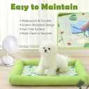 SpaceTime Cooling Mat for Dogs,Waterproof Dog Beds for Small Medium Large Sized Dogs,Bolster Cat Beds for Indoor Cats,Pet Beds with Sides for Puppy Crate,Non-Slip,Easy Maintenance (Green-Avocado, L)