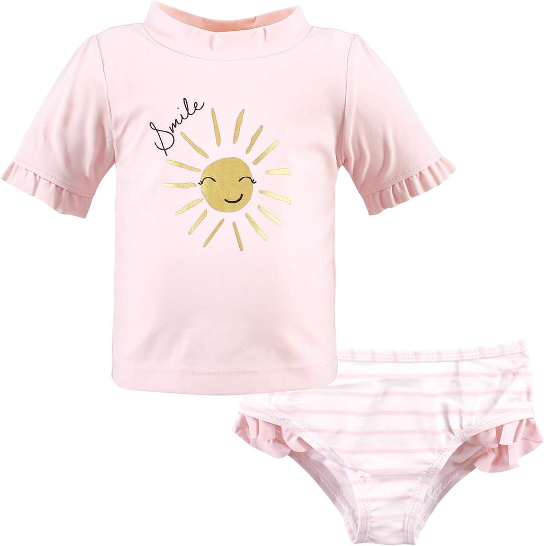 Hudson Baby Swim Rashguard Set (3-6 Months, Smile Sunshine)