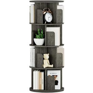 OTK Rotating Bookshelf, 360 Display Standing Book Shelf Organizer, 4 Tier Wooden Corner Bookshelves for Small Space, Small Bookcase Storage Rack for Kids' Room, StudyRoom, Bedroom, Black Oak