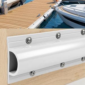 Dock Bumpers 5 Pack, 16.4 Feet Boat Dock Bumper Guards Marine Rub Rail with Mounting Screws Double Molded Rubber Edging Fender for Straight Edge and Side, Poles, Deck or Outdoor Stage Edge (White)