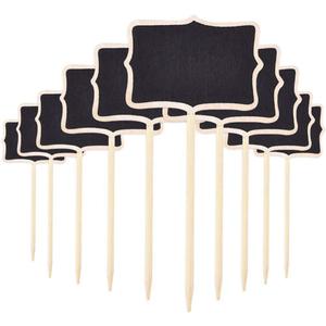 Kisangel Home Decor Pantry Labels Chalkboard 10pcs Mini Chalkboard Signs with Stick Wooden Tabletop Sign Wood Place Cards for Home and Garden Pantry Labels Plant Food