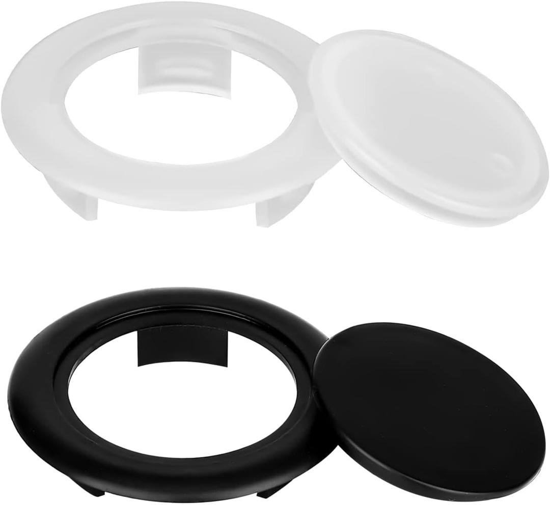 4 x Savita 2 Sets Patio Table Umbrella Hole Rings and Caps, Plastic 2 Inch Patio Umbrella Hole Plug Insert Ring and Cap Set for Outdoor Activities Summer Garden Parties (Black, Transparent)