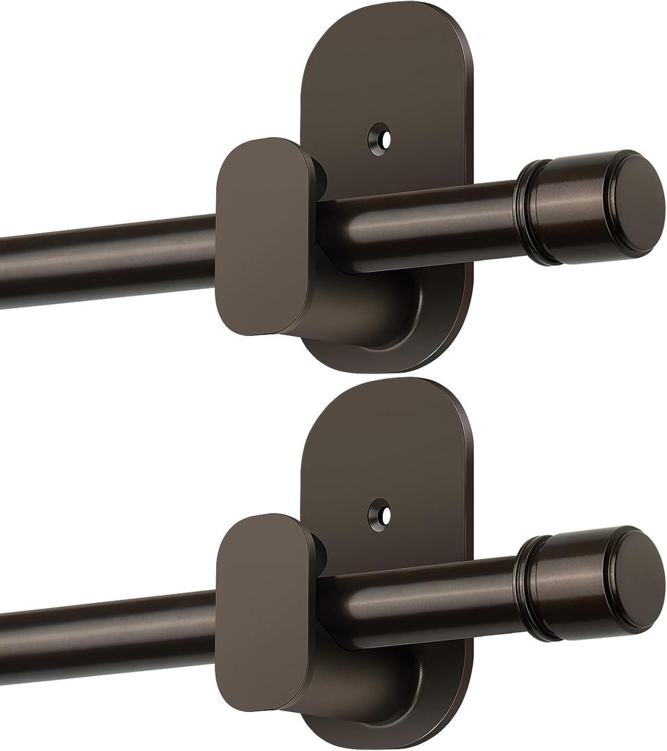 Curtain Rods No Drilling 2 Pack 32 to 86 Inch, HOTOZON 5/8 Inches No Drill Curtain Rods for Windows 55 to 82 Inches(4.5-6.8 ft), Renter Friendly Drapery Rod for Lightweight Curtains, Bronze