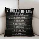 2 x Swono 7 Rules of Life Motivational Quotes Throw Pillow Case Cushion Cover Cotton Linen 18x18 Inches for Sofa Couch