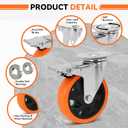 W B D WEIBIDA Swivel Caster Wheels for Cart, 5 Inch Industrial Heavy Duty Casters Set of 4, Top Plate Casters with Brake, No Noise Polyurethane Wheels for Cart, Furniture, Workbench