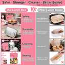 Stainless Steel Bento Lunch Box-7+ Older KidsTeens Adult with Insulated Food Jar,Leakproof 3-Compartment,BPA-Free, Eco-Friendly,Dishwasher Safe, Large-Capacity Box, School,Office,Travel Pink
